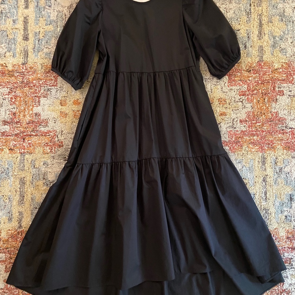 Zara poplin midi dress in black